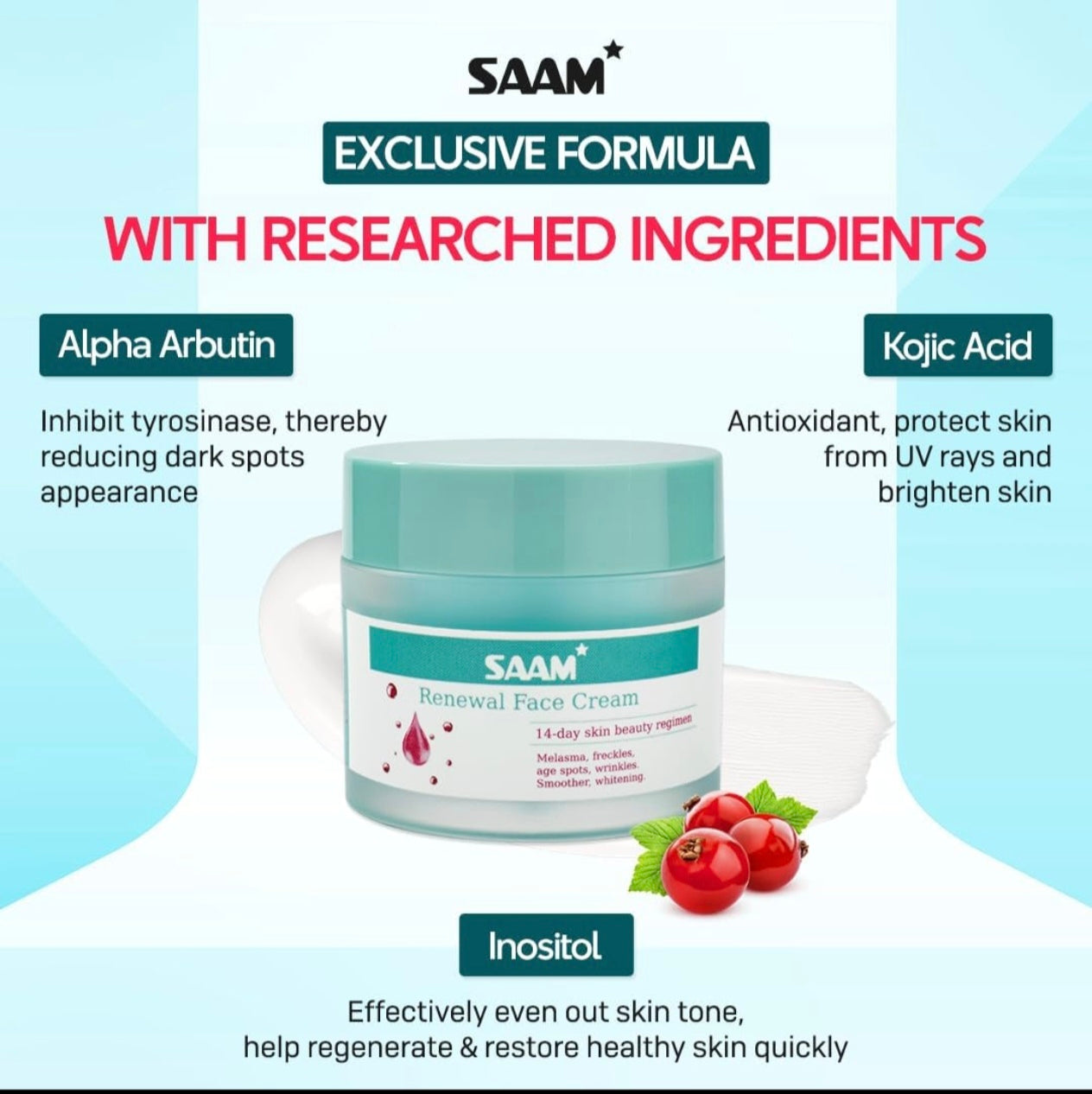 SAAM Renewal Face Cream - 14-Day Skin Beauty Regimen for Glowing & Spotless Skin